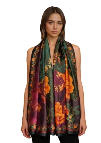 Xyueanlo Scarfs for Women Lightweight Scarves Fashion Print Floral Pattern Head Scarf Wraps Shawls - color: Rose Red