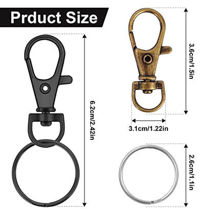 120PCS Premium Swivel Lanyard Snap Hook with Key Rings, Metal Keychain Hooks for Jewelry Making, Crafts (Multicolor) - color: Mixing colors