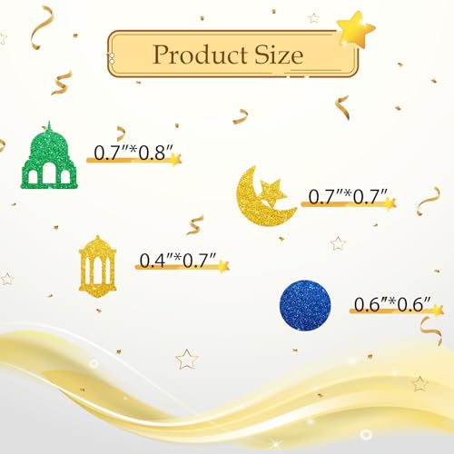 100pcs Eid Mubarak Confetti, Gold Glitter Ramadan Kareem Table Confetti for Muslim Islamic Party, Eid Paper Cut Outs, Holiday Festival Birthday Party Table Decoration - style: Mubarak-2
