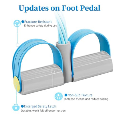 Pedal Resistance Bands with Handles, Durable 6-Tubes Multifunction Pedal Resistance Band, Natural Rubber Foot Pedal Resistance Bands, Fitness Resistance Bands for Abdomen, Waist, Arm, Leg - color: Blue