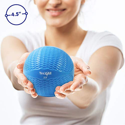 Yes4All Weighted Toning Balls for Exercise, Soft Medicine Balls for Exercise, Pilates, Yoga, Balance, Flexibility, 2-10lbs - color: F. 2lb - Blue, style: B. Diamond Grip - Knurl