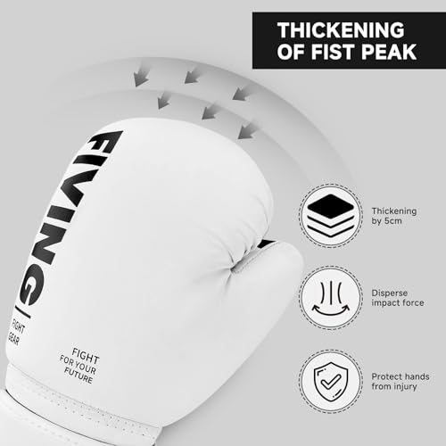 Kids Boxing Gloves, Youth Boxing Training Gloves for Kids Boys and Girls, 4oz & 6oz Fighting Gloves, Punching Bag Kickboxing Thai Mitts MMA Training Sparring Gloves - color: White, size: 6oz