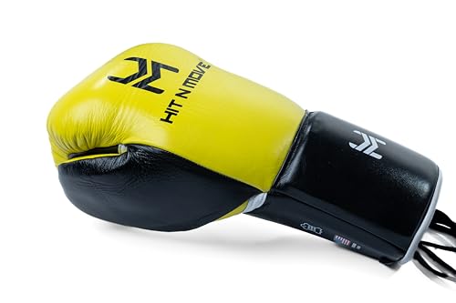 HIT N MOVE All Day Pro Balance Sparring and Bag Boxing Gloves LACE UP, Boxing Gloves Men & Women, Boxing Equipment, Sparring & Bag Gloves for Boxing, Kickboxing, Muay Thai, MMA - color: Black, size: 16 OZ