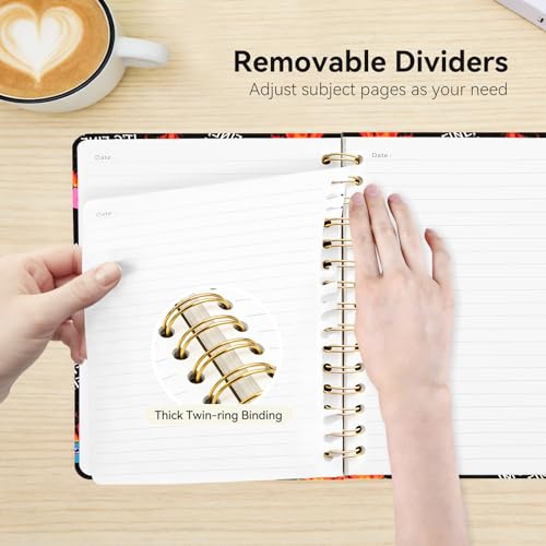 Lined Spiral Journal Notebook, A5 College Ruled Spiral Notebook for Women, Hardcover with Elegant Design for Work and Note-Taking, 5.5 * 8.25 inch, 160 Pages, Fire - color: Fire