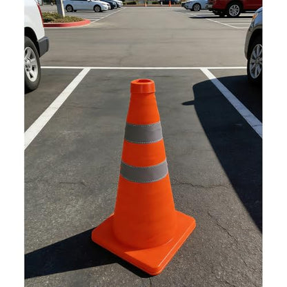 18 Inch,4 Pack, Collapsible Traffic Safety Cones, Pop up cones,Orange, Reflective Collar, for Road Safety, Driving Training, Parking Lots (4)