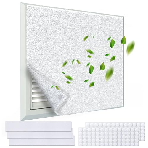 UBeesize Air Vent Filters Kit, 20" x 140" Cut to Size Air Filter Material (80+ Filters), No Airflow Restrictions, With Adhesive Hook Tape for Home Floor, Grilles, Ceiling, HVAC Furnace Vents, White - size: 20" x 140" x 0.2"