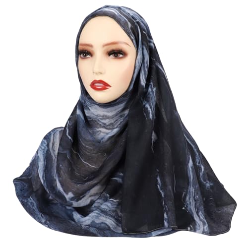 ZGMYC Watercolour Floral Printed Hijab Scarf for Women Soft Modal Cotton Instant Hijab Head Wraps Shawls Long Scarves - color: Color 25