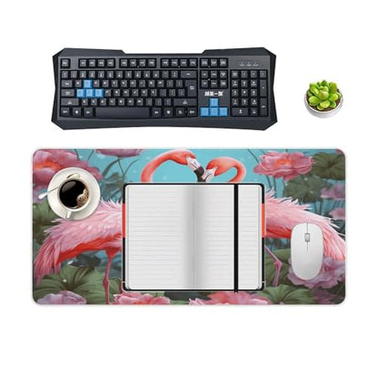 Large Size Gaming Mouse Pad Flamingo Love Flowers Desk Mat Non-Slip Base Waterproof Desktop Writing Pad for Office Home - color: Flamingo Love Flowers, size: 30x60cm