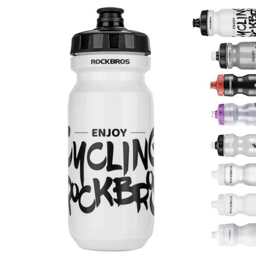 ROCKBROS Bike Water Bottle 20oz-25oz Squeeze Cycling Water Bottle BPA Free Leak Proof Sports Water Bottle with Dust Cover for Bicycle Running Gym Outdoor - color: 20oz White, style: 1 Pack