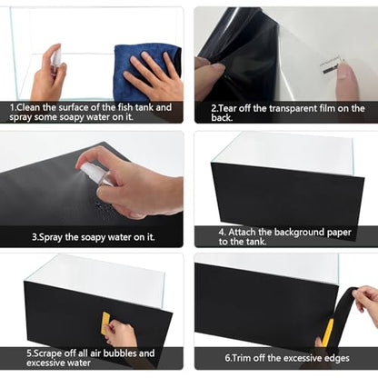 Aquarium Background Paper Decor Fish Tank Backdrop Wallpaper Electrostatic Adhesive, No Glue, Easy to Install, Reusable (19.7”H×59.1" L, Black) - size: 19.7”H×59.1"L