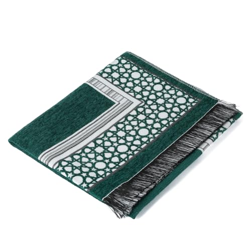 Islamic Prayer Rug Elegant Masjid Pattern Thin Mat Muslim Portable Blanket Ramadan Eid Gift Rug Turkish Prayer Carpet - Green 1pc - color: 1pc Greenc