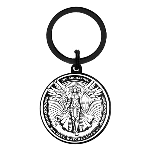Viayen The Archangel Michael Watches Over Us Prayer Keychain Coin, St Michael the Archangel Commemorative Token - color: The Archangel Michael