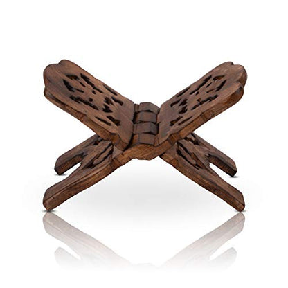 Beautiful Handmade Wooden Prayer Book Display Stand Holder Rehal for Religious Holy Books The Bible Quran Geeta Foldable Book Rest Traditional Living Room Home Decor Accents (10 (L) x 5 (W) Inches)