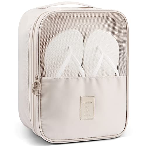 Mossio Shoe Bag Holds 3 Pair of Shoes for Travel and Daily Use Storage Pouch - color: Beige