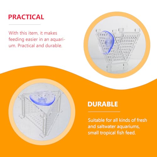 Uonlytech Acrylic Fish Feeding Cups 2pcs with Suction Cup and Hook Aquarium Fish Food Container for Live Bloodworm Feeding for Aquatic Pets