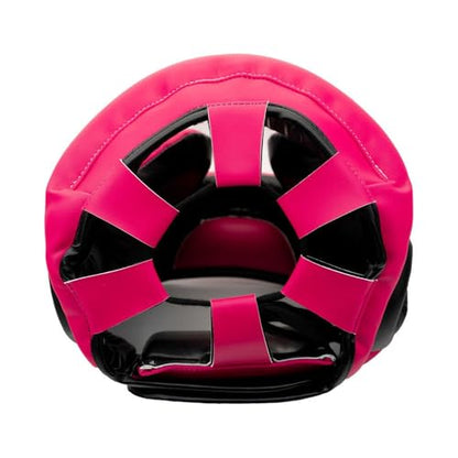 YOKKAO Premium Head Guard | Handmade Genuine Leather Headgear | Ideal for Muay Thai, Boxing, Kickboxing Sparring, Hard Training & Professional Competitions - color: Fuchsia/Black Training, size: Large