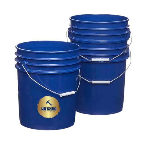 5 Gallon Food Grade Plastic Bucket, Open Head Pail with Handle, 12-3/8 in Diameter x 14-3/4 in Height (Blue, 6 Pack) - color: Blue, size: 6 Pack