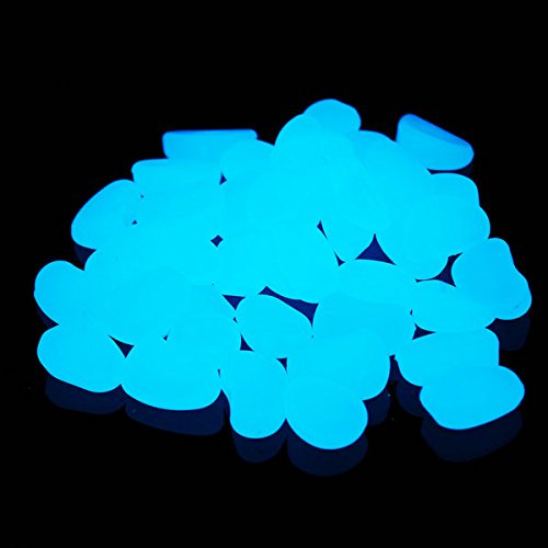 Shiny Stone 120pcs Glow in The Dark Aquarium Pebbles, Blue | Fish Tank Rocks, Glowing Gravel, Luminous Stones, For Aquarium Succulent Garden - color: Blue
