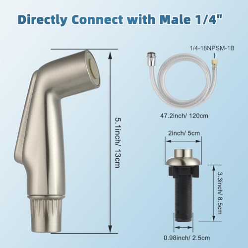 Universal Kitchen Sink Spray Attachment/Hose/Holder Set, Brushed Nickel | NSF/ANSI/CAN 372 Certified, Compatible with Moen/Delta Faucet, Kitchen Side Sprayer, Kitchen Sink Faucet Sprayer Replacement - color: Brushed Nickel, style: Sprayer Head/Hose/Holder