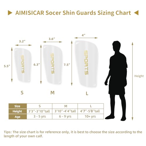 AIMISICAR Kids Youth Soccer Shin Guards with Sleeves for 3-15 Years Old - color: White, size: L ( 4'7" - 5'8" Tall )