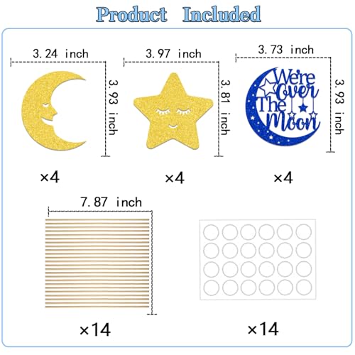 12PCS We're Over The Moon Centerpiece Sticks Star and Moon Baby Shower Party Decorations for Table