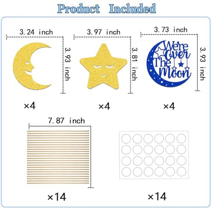 12PCS We're Over The Moon Centerpiece Sticks Star and Moon Baby Shower Party Decorations for Table