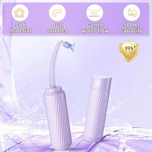 Portable Bidet Sprayer,500Ml,Portable Perineal Wash Bottle Dual Nozzles,Gentle Water Flow,Soft Material,EVA Body,Textured Grip,Travel and Home Use,A - color: A