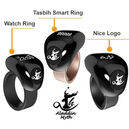 알라딘 패션 타스비 스마트 링, Tasbeeh 카운터, 기도 방향 표시기 가이드, 5 Azan 알람 시계, 용서, 전자 묵주, Eid al-Fitr Eid al-Adha 라마단 선물, 남성 여성, TiColor 20-22mm - style: ATiColor 20-22mm