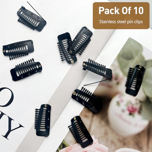 10 Pcs Safety Pin Snap-Comb Hair Clips for Securing Dupatta, Turban, Scarf, Wedding Veil, and Wig Piece - Secure Headscarf Clips with Teeth for Reliable Hold