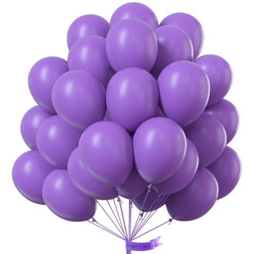 PartyWoo Purple Balloons 101pcs Purple Latex Helium Balloons 12 Inch - color: Purple-y15