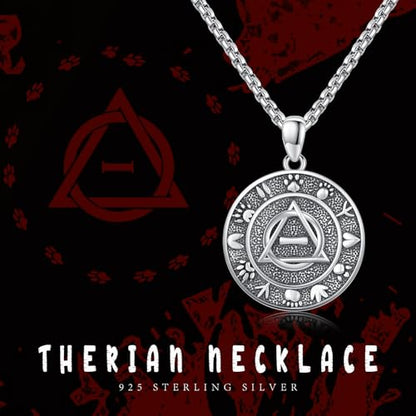 Coexist Necklace 925 Sterling Silver Yin Yang/Star of David Pendant World Religions Harmony Necklace Religion Jewelry Gift for Men - style: Therian Symbol
