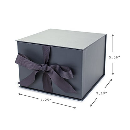 Hallmark Medium Gift Box with Lid and Shredded Paper Fill (Gray 7 inch Box) for Weddings, Graduations, Birthdays, Father's Day, Groomsmen Gifts, All Occasion - color: Coal, size: Pack of 1