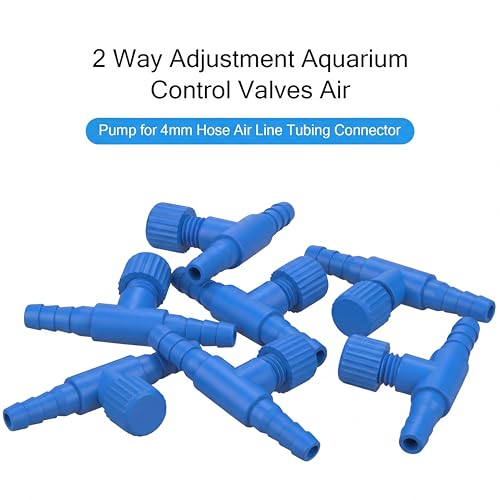 Honoson 30 Pieces Aquarium Air Control Valve T Shaped Air Pump Control Valves Single Way Plastic Flow Regulator for 4 mm Hose Line Tubing Connector(Blue) - color: Blue