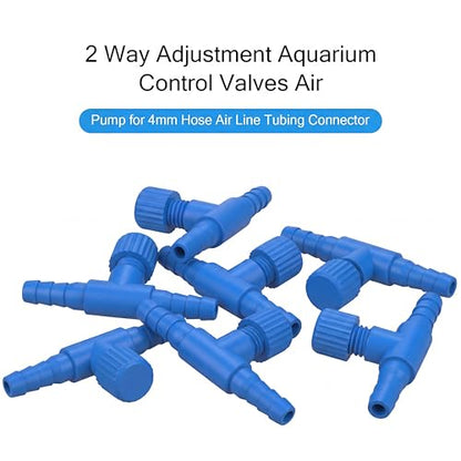 Honoson 30 Pieces Aquarium Air Control Valve T Shaped Air Pump Control Valves Single Way Plastic Flow Regulator for 4 mm Hose Line Tubing Connector(Blue) - color: Blue