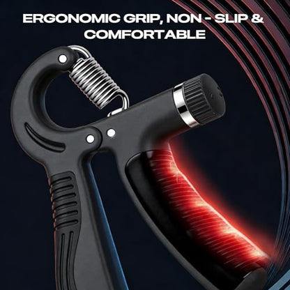 Grip Strength Trainer - Adjustable Resistance 11-132lbs/5-60kg Hand Gripper & Forearm Strengthener Device with Smart Counter for Sports & Rehab - color: Black