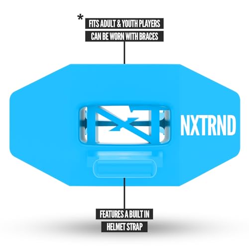 Nxtrnd Two Pro Football Mouth Guard, Permanent Strap, Fits Adult & Youth (Neon Blue) - color: Neon Blue