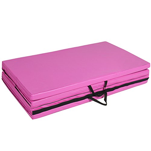 Best Choice Products 8 ft x 4 ft Gymnastics Mat, 4-Fold Foam Exercise Gym Floor Mat for Workout, Yoga, Aerobics, Martial Arts w/Handles - Multicolor