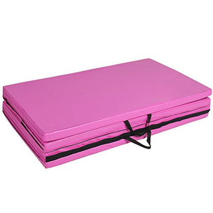 Best Choice Products 8 ft x 4 ft Gymnastics Mat, 4-Fold Foam Exercise Gym Floor Mat for Workout, Yoga, Aerobics, Martial Arts w/Handles - Multicolor