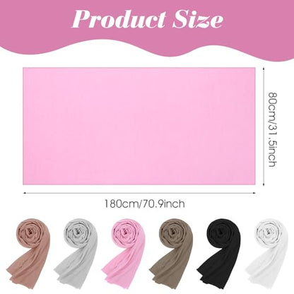 Lemecima 6 Pack Hijab Scarves for Women - Premium Polyester Long Head Jersey Hijab Scarf Wraps in 6 Solid Colors, Soft Muslim Scarf Shawl for All Season, 31.5 x 70.9 inches