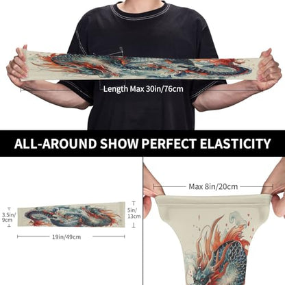 Cooling Arm Sleeves Cover Summer Sun Protection Arm Sleeves For Men Women Baseball Cycling Golf Running - color: Dragon 27