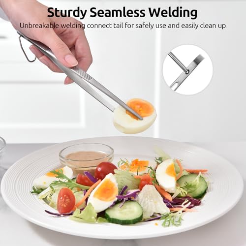 U-Taste 8"+10"+12" Kitchen Cooking Tweezer: 18/8 Stainless Steel Food-Grade Metal Food Tong, Flexible Pinching, Seamless-Welding and Sturdy for Serving Grilling Frying, Plating, Feeding (Pointed Tip) - size: 8in+10in+12in (pointed tip)