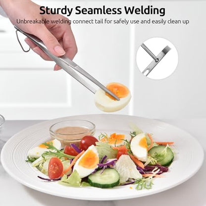 U-Taste 8"+10"+12" Kitchen Cooking Tweezer: 18/8 Stainless Steel Food-Grade Metal Food Tong, Flexible Pinching, Seamless-Welding and Sturdy for Serving Grilling Frying, Plating, Feeding (Pointed Tip) - size: 8in+10in+12in (pointed tip)