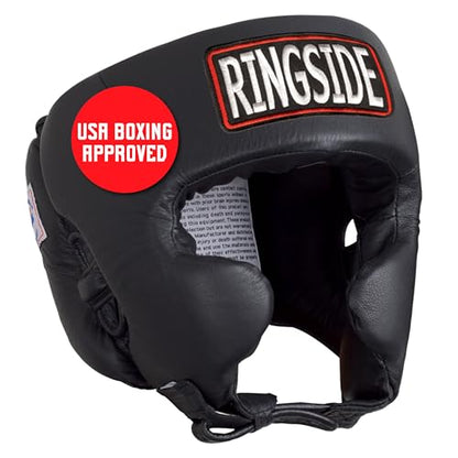 Ringside Competition Boxing Muay Thai MMA Sparring Head Protection Headgear with Cheeks - color: Black, size: X-Large