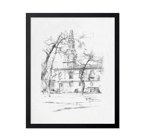 Poster Master Architecture Print - Vintage St. Giles in the Fields Poster - Minimal Sketch Art - Ink Drawing - Great Office, Living Room or Bedroom Decor - 11x14 UNFRAMED Wall Art - color: Style-05, size: 11"L x 14"W