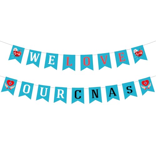 EUOYUFO CNA Week Party Decorations We Love Our CNAs Banner National Caregivers Day Appreciation Theme Decor Supplies - color: We Love Our CNAs