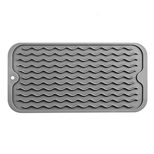 MicoYang Silicone Dish Drying Mat for Multiple Usage,Easy clean,Eco-friendly,Heat-resistant Silicone Mat for Kitchen Counter or Sink,Refrigerator or Drawer Liner Grey S 12 inches x 6 inches - color: Gray, size: 12"L x 6"W