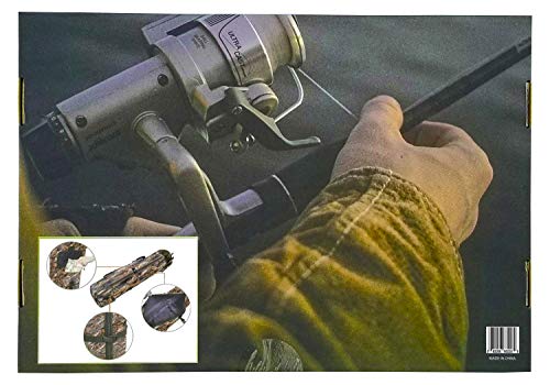 Fisherman's Gift Fishing Rod Carrier - Reel Organizer and Tackle Bag in Gift Box - Holds Five Poles and Tackle for Fishermen, Dads, Boys (Camo)