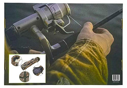 Fisherman's Gift Fishing Rod Carrier - Reel Organizer and Tackle Bag in Gift Box - Holds Five Poles and Tackle for Fishermen, Dads, Boys (Camo)