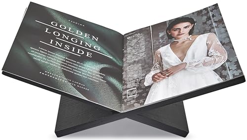 Honygebia Solid Wood Book Stands - Cross Frame Black Oak Wooden Book Holder, Open Bookstand for Display and Reading, Suitable for Art, Bible, Cookbook, Easel, Magazine, Textbooks - color: Black