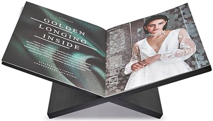 Honygebia Solid Wood Book Stands - Cross Frame Black Oak Wooden Book Holder, Open Bookstand for Display and Reading, Suitable for Art, Bible, Cookbook, Easel, Magazine, Textbooks - color: Black